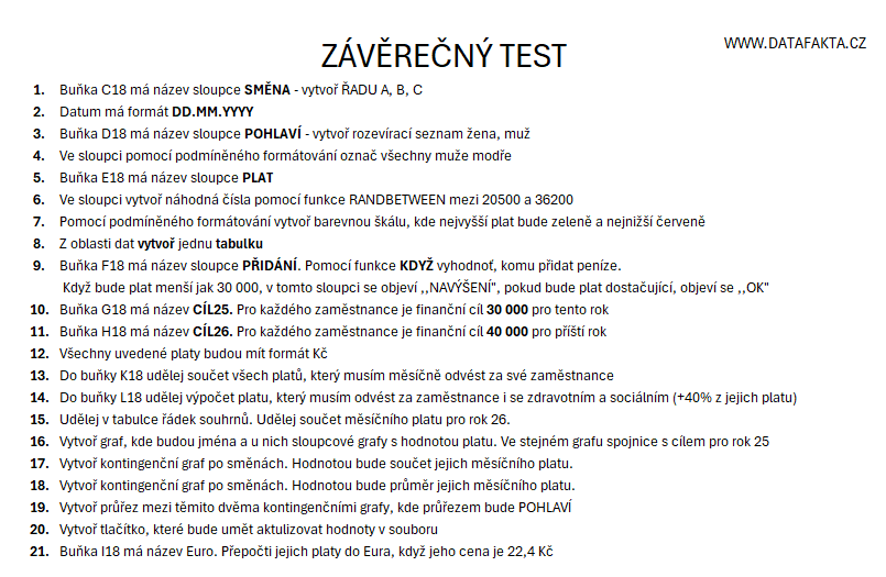 Excel - Vyzkoušej, jak jsi na tom. 